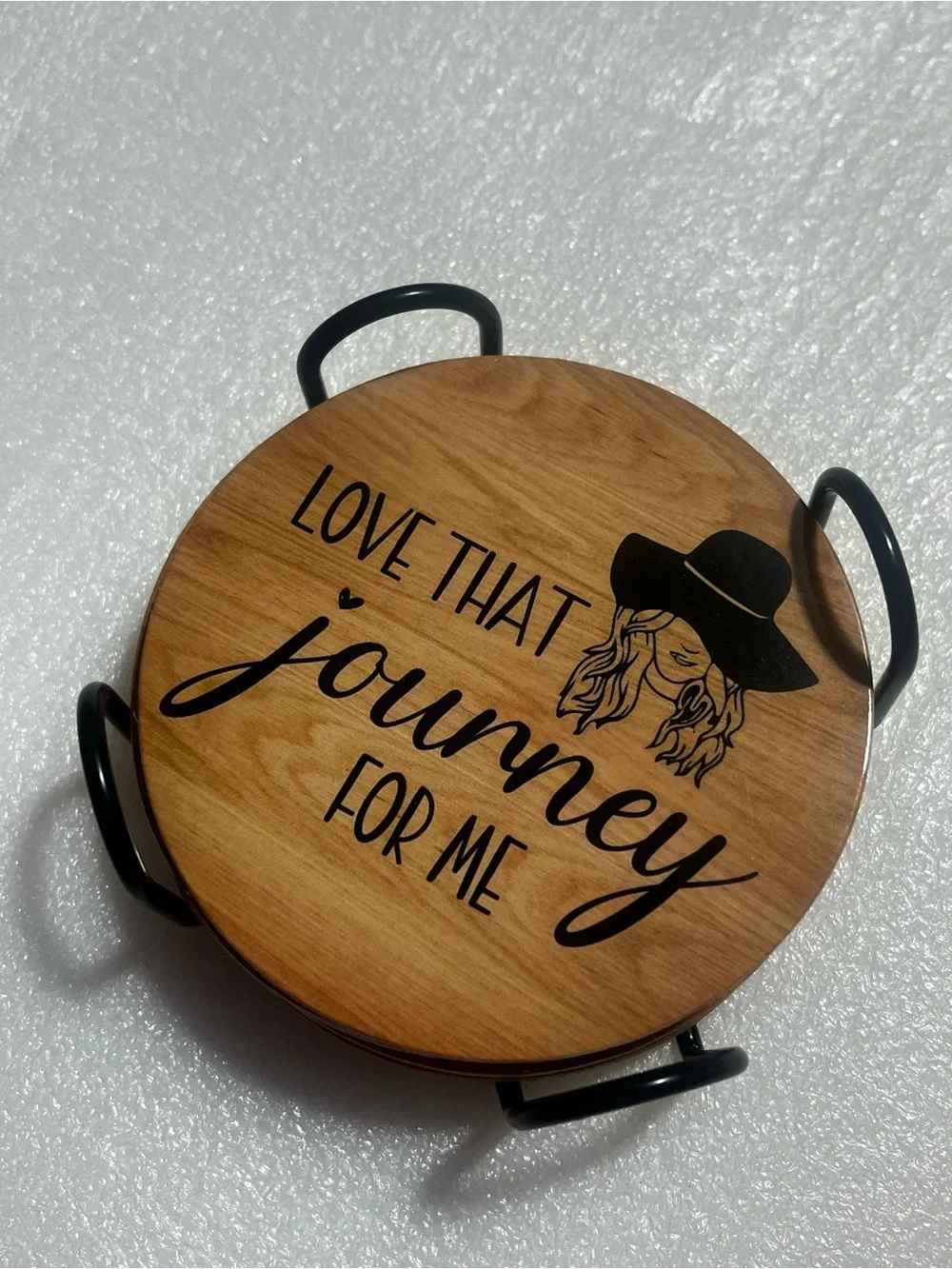 Schitts Creek Set of 6 Round Wood Drink Coasters – with Holder